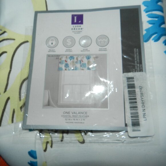 Lush Decor Coastal Reef Feather Light Filtering Window Valance🆕FAST📦🏃🏻💨⚡🚚 - Picture 8 of 16